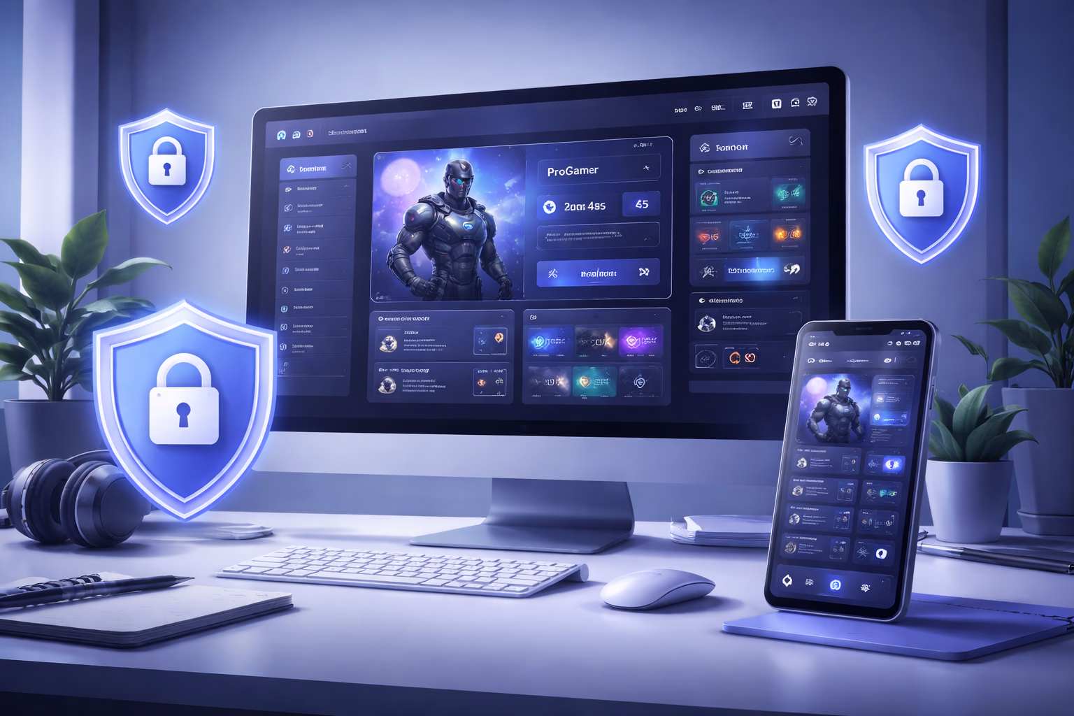 A focused user reviewing account details and gaming information on Casinofe from a modern desk setup.