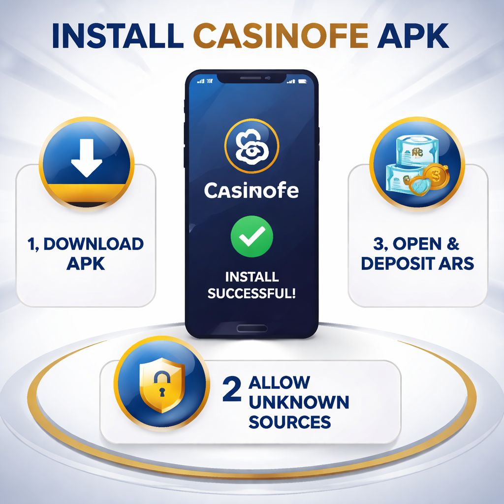 Argentinian mobile user completing the Casinofe app installation on a smartphone with a successful setup screen